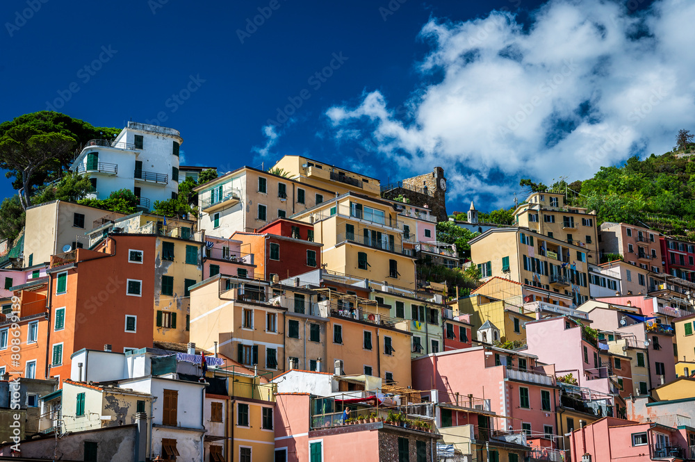 Magic of the Cinque Terre. Timeless images. Riomaggiore and its bright colours.