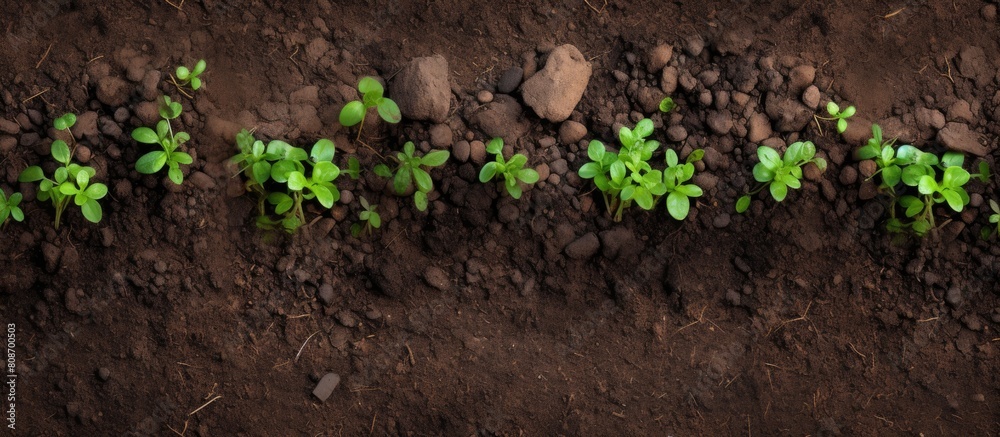Copy space image of top view of underground soil texture depicting a gardening or planting concept Copy space image of top view of underground soil texture depicting a gardening or planting concept