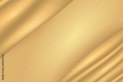 Vector texture of silk, satin, drapery fabric on luxurious background. Portiere, curtain material gold trend color.
