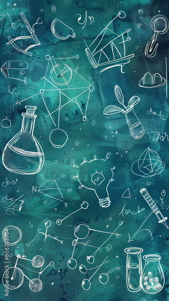 Abstract School Sketches on Blackboard Educational Tools Abstract School Sketches on Blackboard Educational Tools