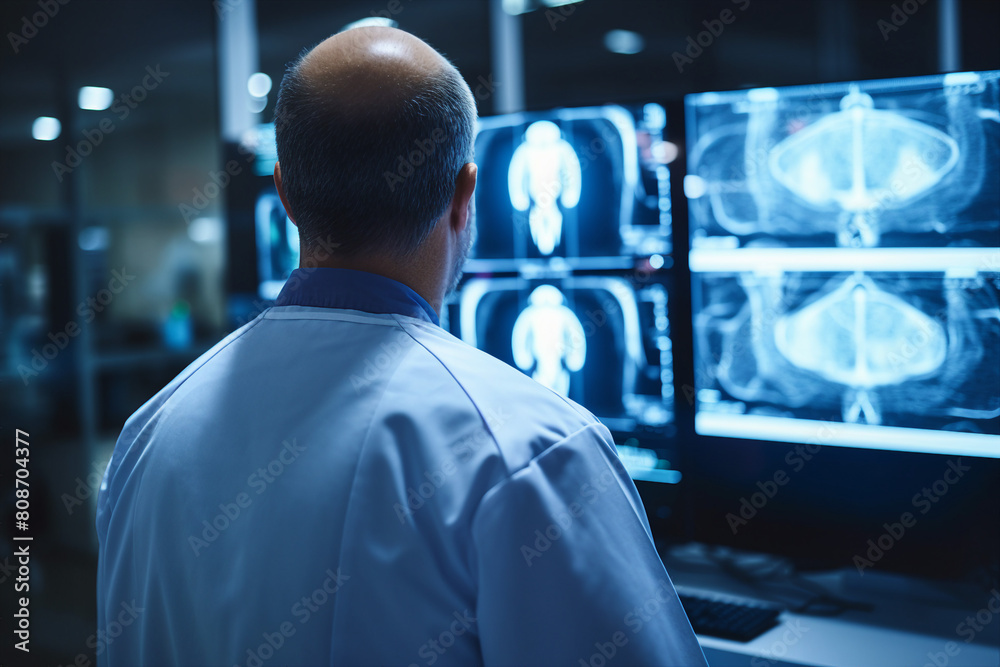Generated with AI picture of doctor use mri or ct scan medical diagnosis machine at hospital lab Generated with AI picture of doctor use mri or ct scan medical diagnosis machine at hospital lab