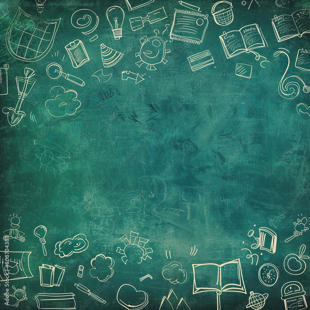 Abstract School Sketches on Blackboard Educational Tools Abstract School Sketches on Blackboard Educational Tools