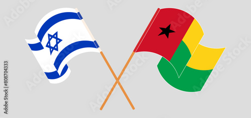 Crossed and waving flags of Israel and the Gambia