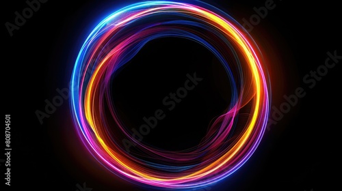 Abstract neon background. luminous swirling bunner ,Glowing spiral Shine round frame with light circles light effect, Glowing cover, Space for your message ,Glossy ,LED ellipse, Neon light circle 