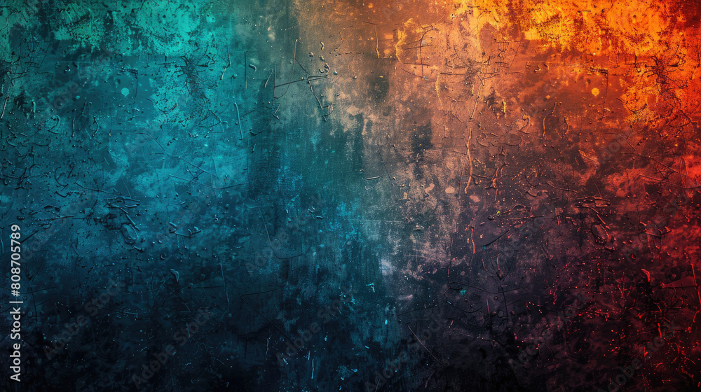 Dark Grainy Gradient Background: Teal, Orange, Light Blue, Black, Red ...