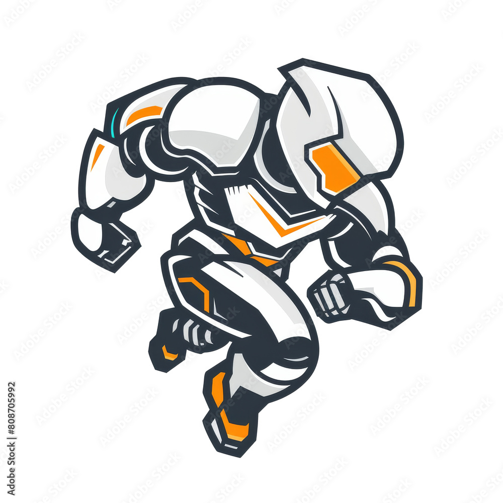 Futuristic robot in dynamic pose ready for action