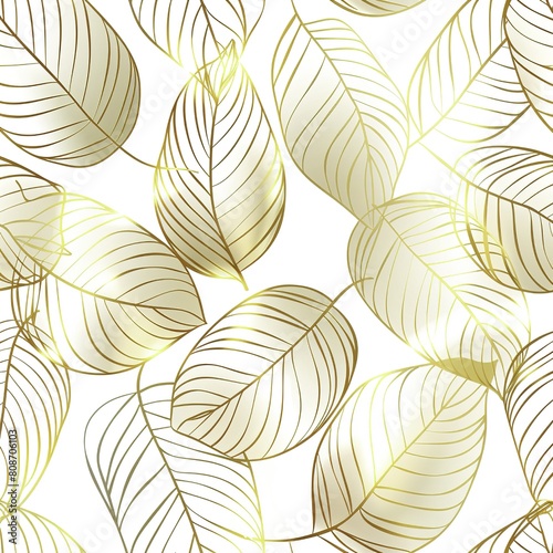 Elegant Gold and White Leaf Pattern