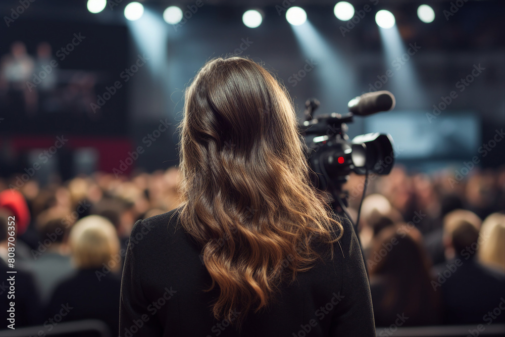 Generative AI composition image Exited motivational speaker on stage Diversity Success Leadership concept performance Generative AI composition image Exited motivational speaker on stage Diversity Success Leadership concept performance