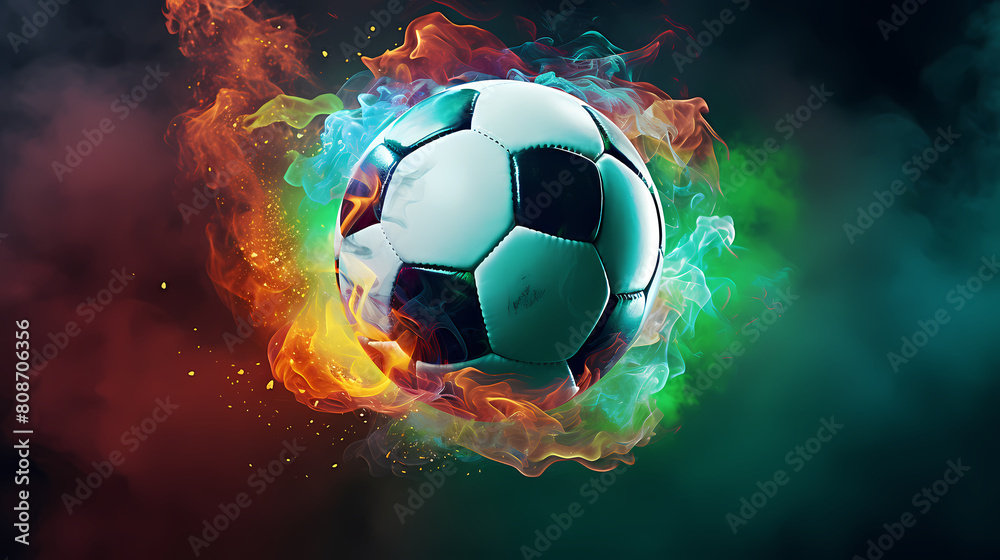 Fototapeta premium Colorful smoke football