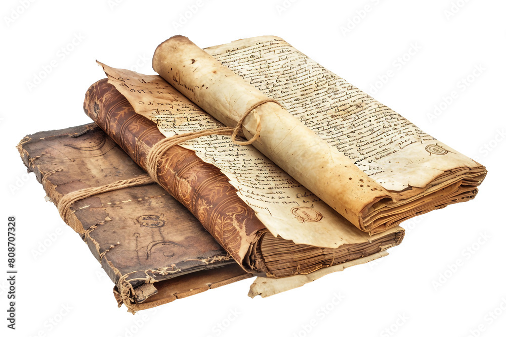 Ancient Manuscripts isolated on transparent background