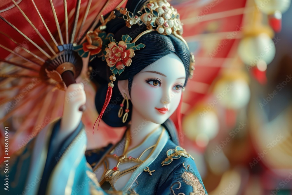 Enchanting Graceful figure of Chinese lady. Asian culture of dancing in traditional clothes. Generate ai Enchanting Graceful figure of Chinese lady. Asian culture of dancing in traditional clothes. Generate ai