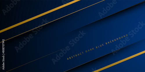 Abstract dark blue background with shadow and gold lines pattern . 3d look and cool design . illustration Eps10 vector