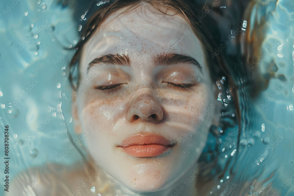 Underwater swimming created with generative ai person enjoys summer pleasant water swimming diving Underwater swimming created with generative ai person enjoys summer pleasant water swimming diving