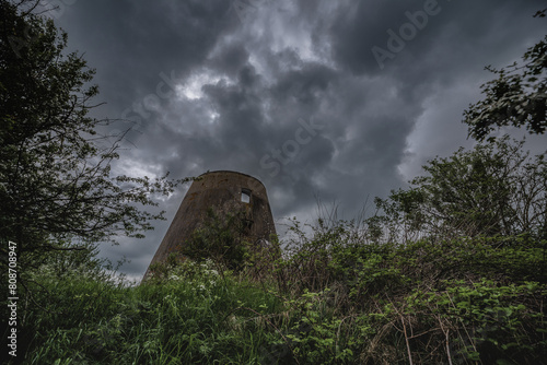 
WEATHER - Dramatic storm clouds on the ruins of an old Netherlands style windmill
