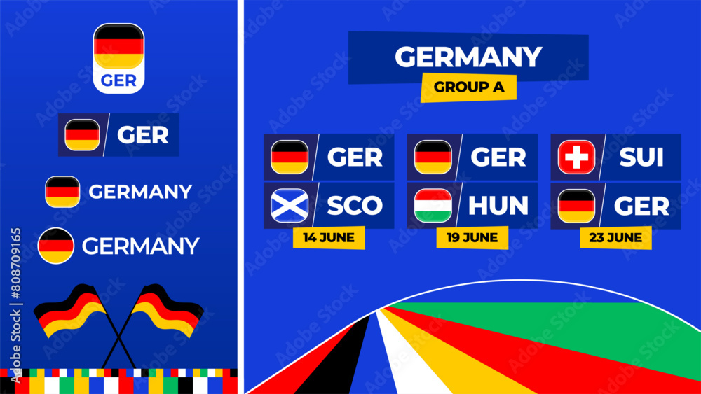Germany football 2024 match versus set. National team flag 2024 and