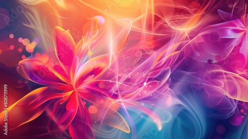 /imagine: prompt: Colorful abstract flower, made of smoke and light. AIG51A. photo