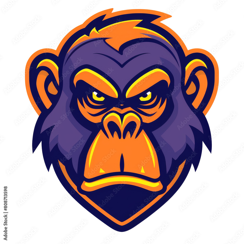 Intense cartoon monkey with a fierce gaze Intense cartoon monkey with a fierce gaze