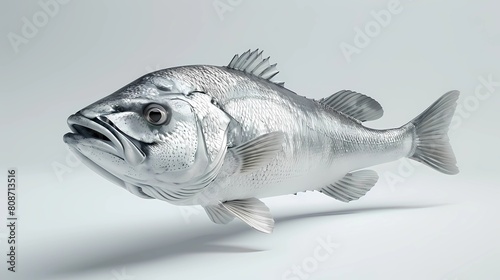 3d illustration of a sea bass isolated on a white background, Generative AI illustrations.