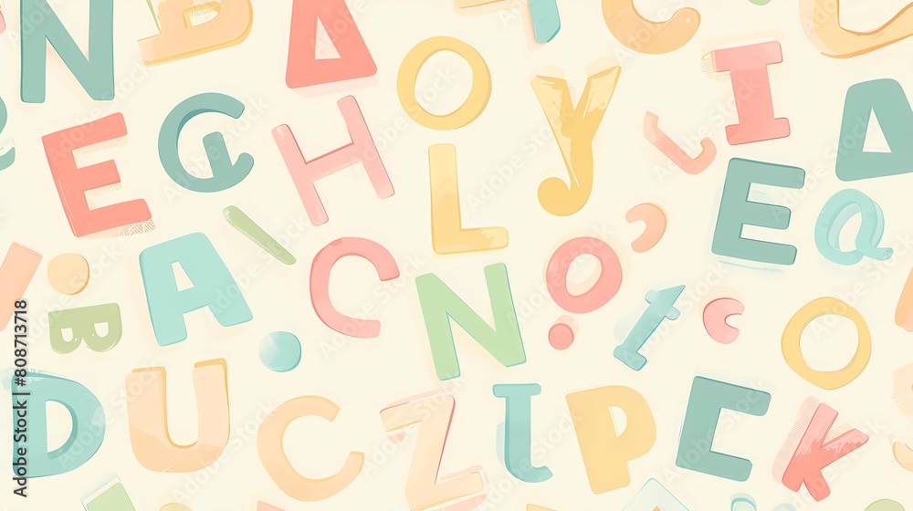 Seamless pattern of colorful alphabets on white background, Generative AI illustrations. Seamless pattern of colorful alphabets on white background, Generative AI illustrations.