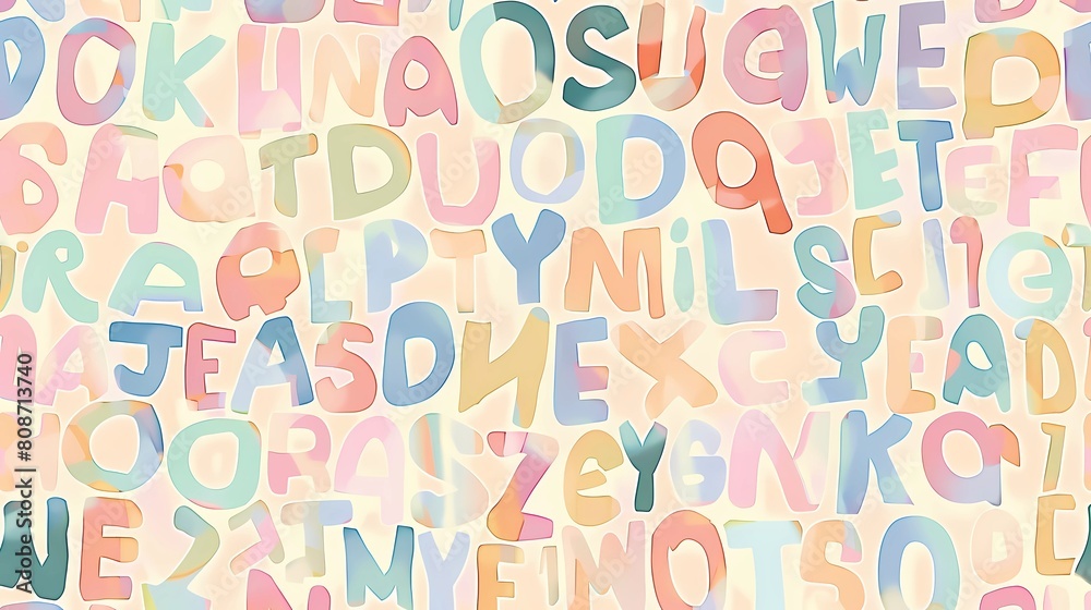 Seamless pattern with multicolored letters, Generative AI illustrations. Seamless pattern with multicolored letters, Generative AI illustrations.
