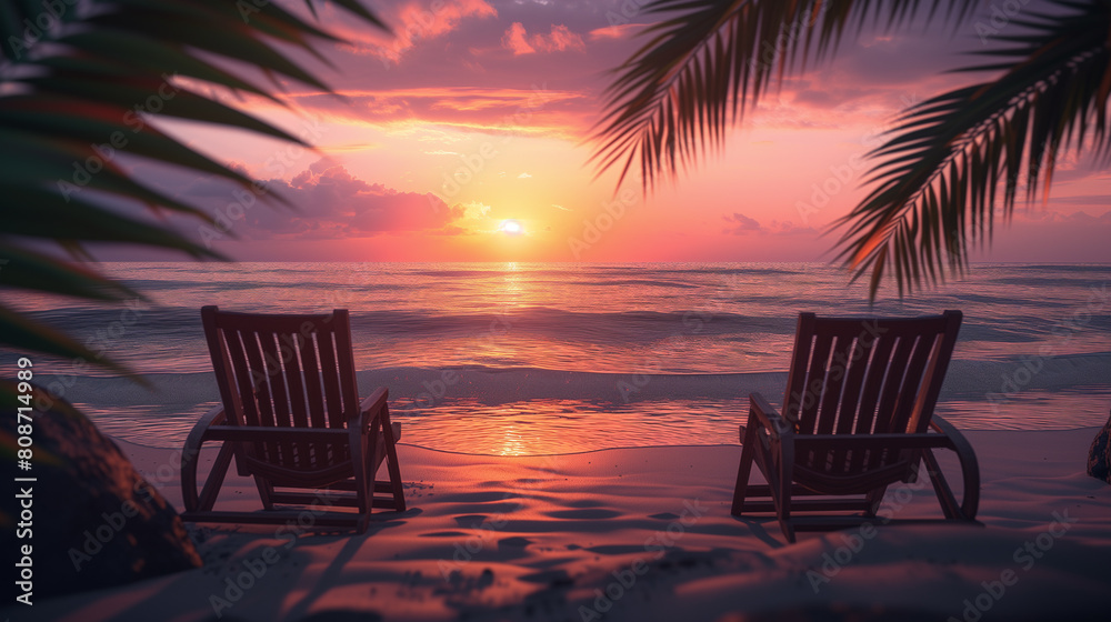 Sun Loungers Under White Umbrella. Sun Loungers Under White Umbrella.