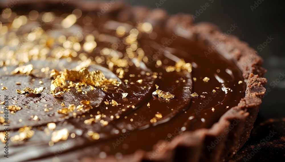 Chocolate Tart Gold Leaf Decoration Gourmet Dessert Chocolate Tart Gold Leaf Decoration Gourmet Dessert