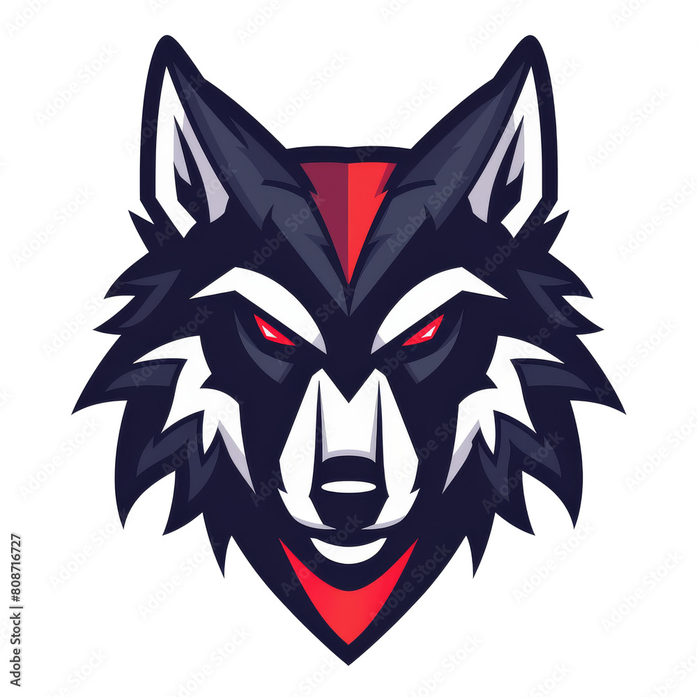 Fototapeta premium Intense wolf mascot with a fiery gaze
