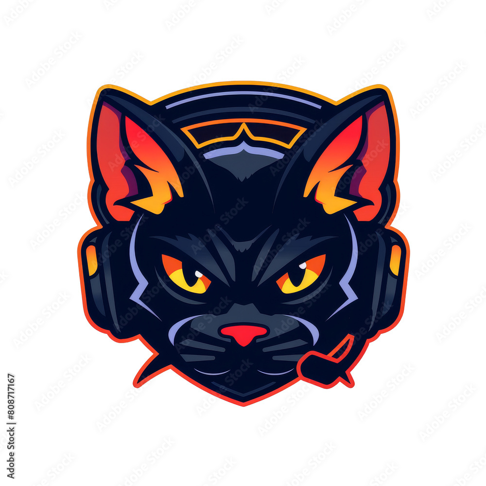 Intimidating cat with headphones ready for a gaming session Intimidating cat with headphones ready for a gaming session