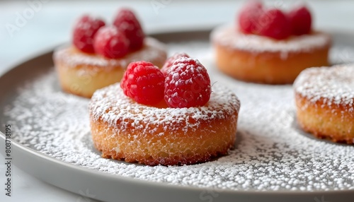Raspberry Almond Cakes with Powdered Sugar