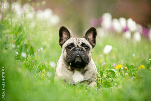 french bulldog puppy on green grass