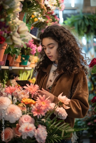 beautiful young woman who works in the flower shop © Jorge Ferreiro