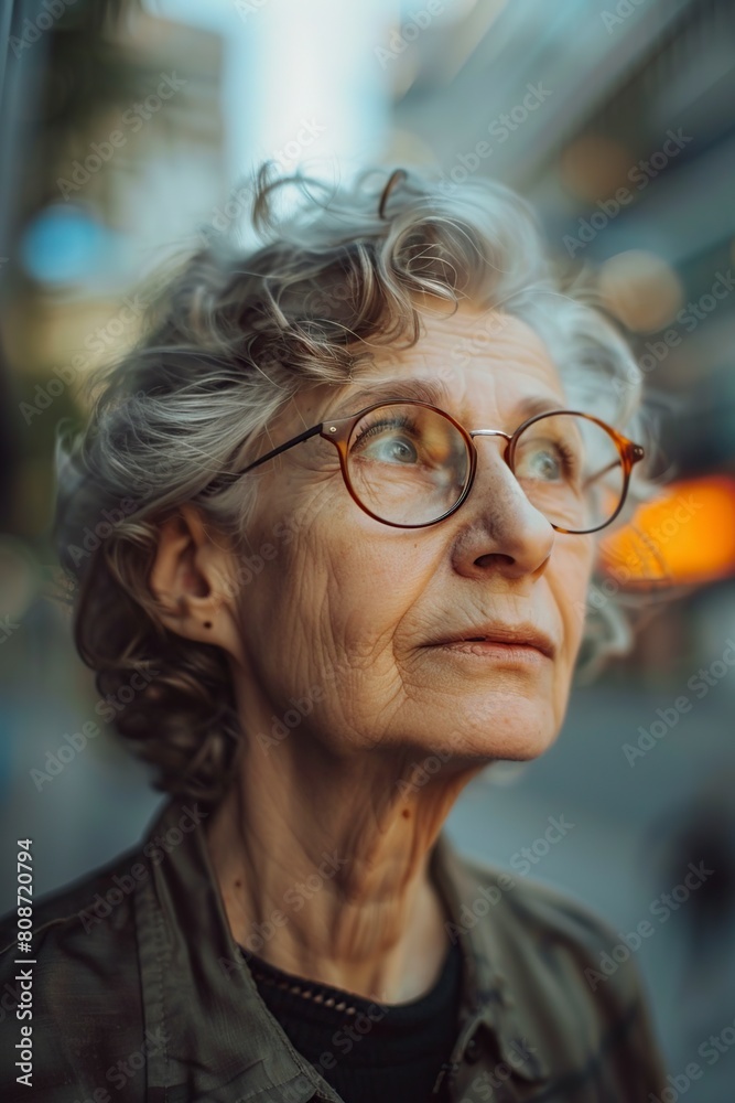Older Woman With Glasses Looking Out Window Older Woman With Glasses Looking Out Window