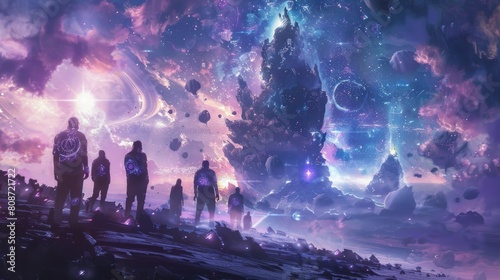 Celestial Gathering of Starseeds in Ethereal Landscape