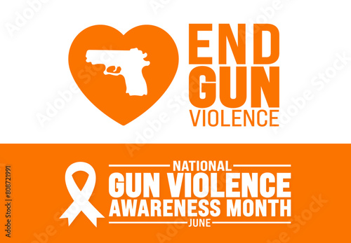 June is Gun Violence Awareness Month background template. Holiday concept. use to background, banner, placard, card, and poster design template with text inscription and standard color. vector