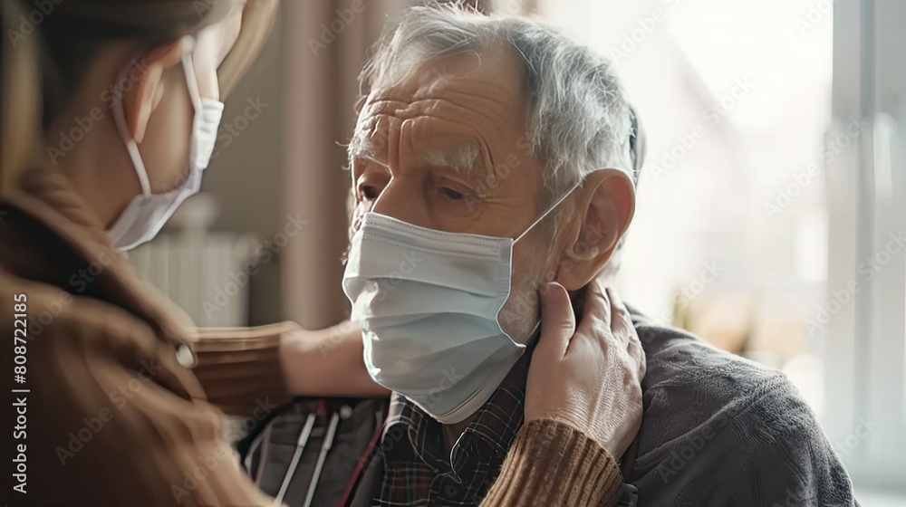 Sun Shield: Elderly Man Wearing Protective Face Mask