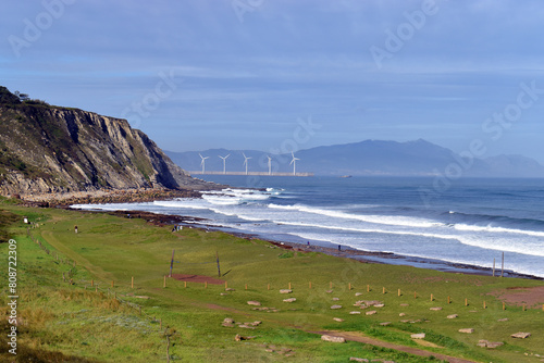 Gorrondatxe or Azkorri beach in Getxo. Basque Country. Spain photo