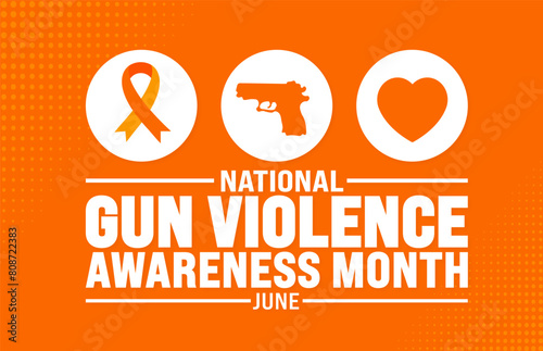 June is Gun Violence Awareness Month background template. Holiday concept. use to background, banner, placard, card, and poster design template with text inscription and standard color. vector