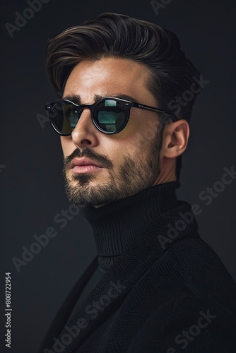 Man in Black Coat and Sunglasses