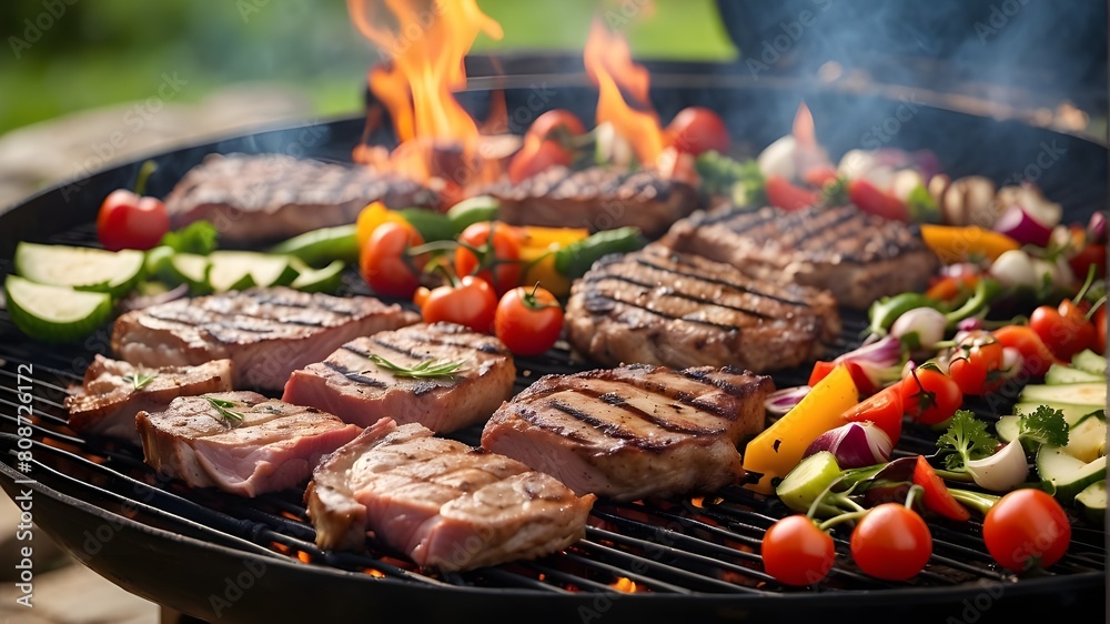 grilled meat on the grill grilled meat on the grill