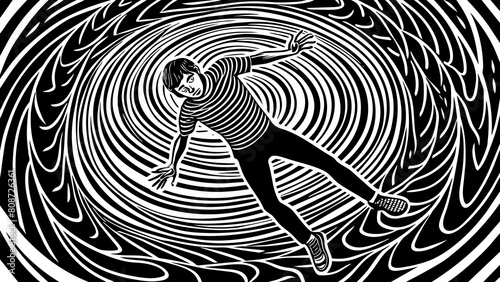 Caught in Vertigo - swirling vortex representing disorienting sensation of vertigo