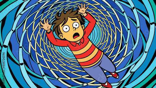 Descent into Vertigo, Abstract Illustration - conveying the dizzying experience of vertigo