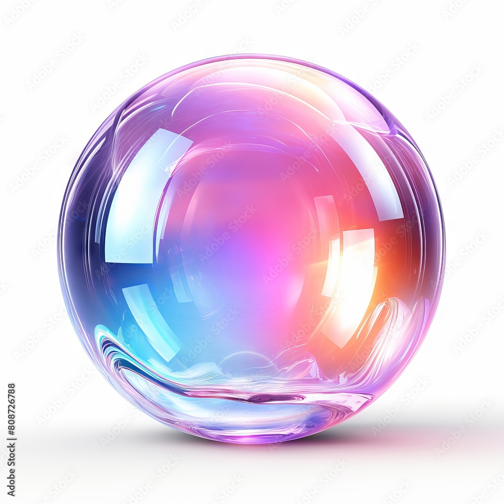 Obraz premium 3D rendering of a glowing orb with vibrant colors and a glossy surface.