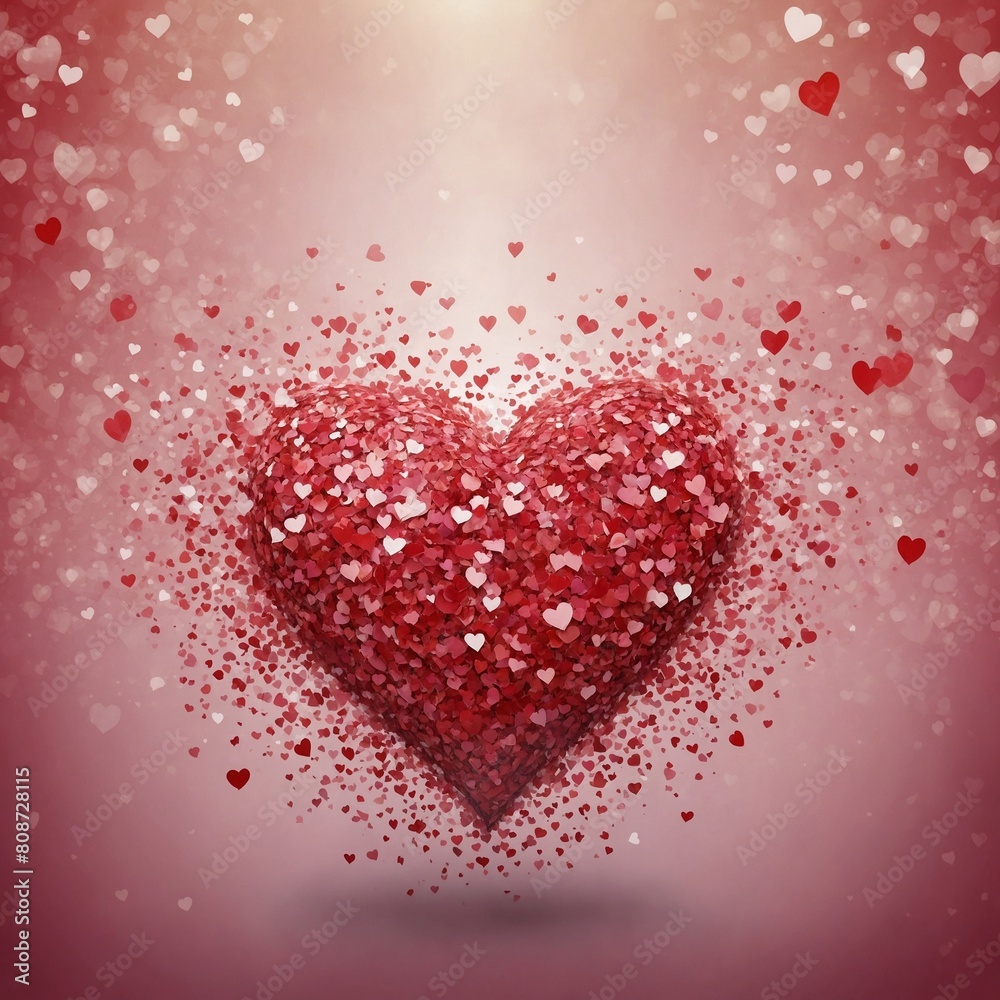 Large heart, composed of numerous smaller hearts, fills image, radiating sense of love, affection. Heart richly red, with lighter shades illuminating from center. Large heart, composed of numerous smaller hearts, fills image, radiating sense of love, affection. Heart richly red, with lighter shades illuminating from center.