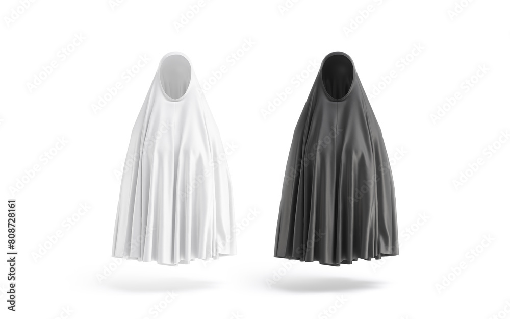 Ταπετσαρία Blank black and white female chador mockup, front view