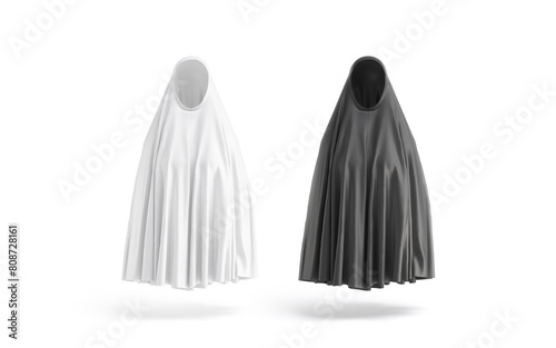 Blank black and white female chador mockup, front view photo