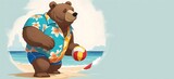 Beach Ball Bear This bear wears swim trunks with a matching Hawaiian shirt, ready for a game of beach volleyball or building sandcastles.
