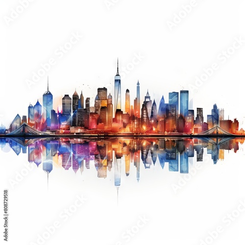 New York City skyline in watercolor.