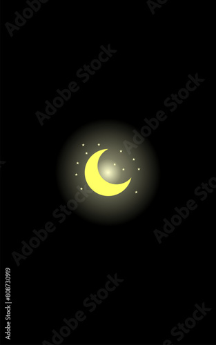 black background of moon and stars