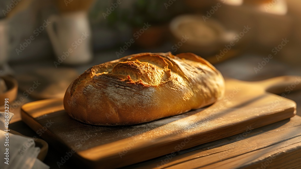 loaf of bread on wooden table loaf of bread on wooden table
