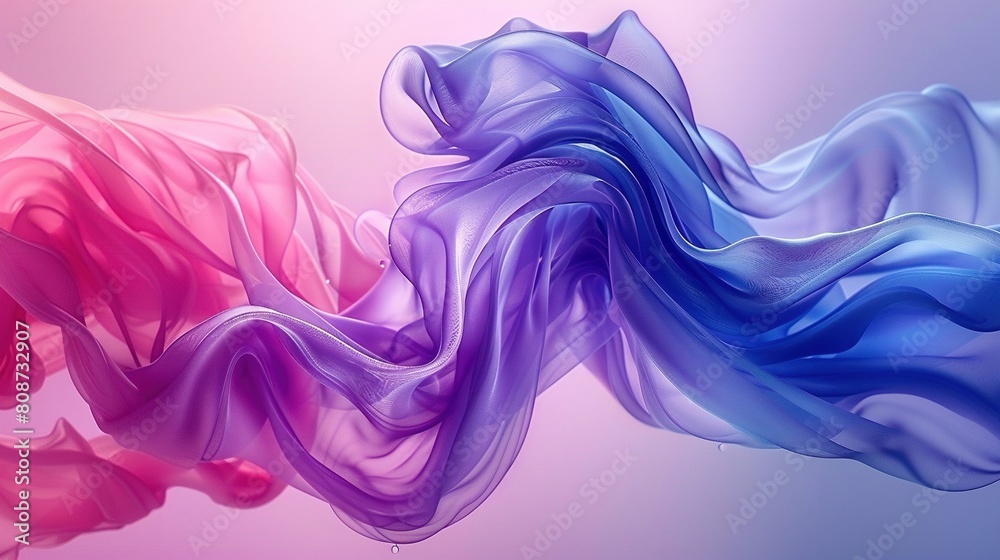 Abstract background of blue and pink wavy silk or satin